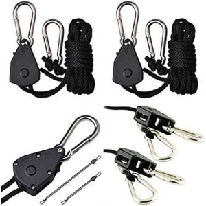 OriGlam 2pcs 1/8" 150lb Heavy Duty Rope Ratchet Adjustable Hanger, Ratchet Suspension Yoyo Hangers for Ventilation Hydroponic Grow Plant Tent Fan Filter Light