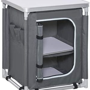 Outsunny 2-Shelf Camping Cupboard Camping Kitchen Station Cook Table Aluminum, Storage Organiser for BBQ Party Picnics Backyards with Carrying Bag