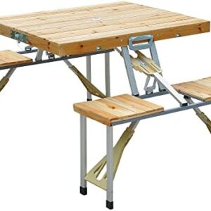 Outsunny Portable Folding Camping Picnic Table Party Field Kitchen Outdoor Garden BBQ Chairs Stools Set Wooden Wood