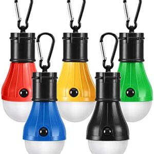 PEMOTech Camping Lights [5 Pack], Camping Accessories, 4 Lighting Modes Camping Light, Waterproof Portable Battery Operated Emergency Tent LED Light Bulb for Outside Camping Hiking Fishing Power Cuts