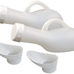 Portable Unisex Male and Female Urinal - Leak-Proof Screw Top Commode (Double Pack).