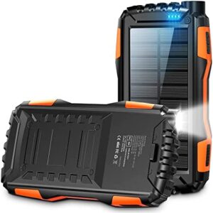 Power Bank Solar Panel 42800mAh, Portable Charger PD18W QC3.0, 3A USB C Phone Solar Charger Pack Fast Charging for Camping, Battery Charger Bank Compatible for Qi Device iPhone Samsung Huawei