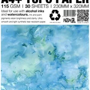 Punkcards - Yupo Paper - 30 Sheets - A4+ - Yupo Paper Alcohol Inks - Yupo Paper A4 - Alcohol Ink Art Paper - for Artists and Painters - 115gsm - 150mic - 230mm x 320mm - White