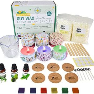 Purple Ladybug Scented Candle Making Kit for Adults - Craft Your Own 6 Aromatherapy Candles with Eucalyptus, Rosemary, & Peppermint Scents - Birthday Gifts for Mom & Present for Teenage Girls & Women