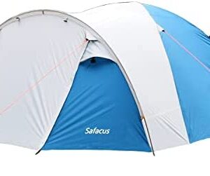 SAFACUS 4 Person Dome Camping Tent, Double layer, Full Waterproof Holiday Family 4 Man Tent, Easy to Set Up for Outdoors Hiking Fishing Traveling Beach Vacation