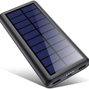 Solar Power Bank 26800mAh, HETP【2022 Version Solar Charger】Portable Charger 2 Outputs Huge Capacity External Backup Battery Pack Compatible with iPhone 12 13 Huawei Samsung S20 Oppo Xiaomi Tablet etc