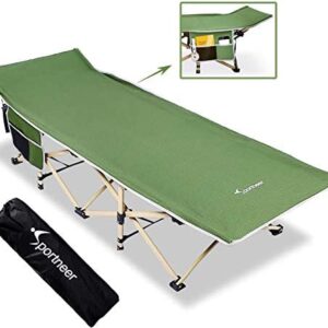Sportneer Camping Folding Fishing Bed 450lbs, Camp Bed Portable for Adults Camping Sleeping Cot with Storage Bag for Camping, Beach, BBQ, Hiking, Backpacking, Office