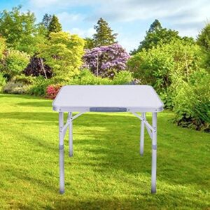 Square Folding Table 2FT, Portable Camping Picnic Table, with 2 Adjustable Height 25/56cm(9.8/22in), Aluminum Alloy Desk Stand, with Portable Handle for Outdoor Garden Picnic BBQ Cooking