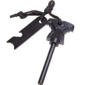 Survival Fire Steel, Flint Striker Steel Fire Starter Kit, Magnesium Ferrocerium Rod Firesteel with Scale Scraper & Whistle, Multi Tool & Chunky Butterfly Wide Handle for Travelling Camping Hiking