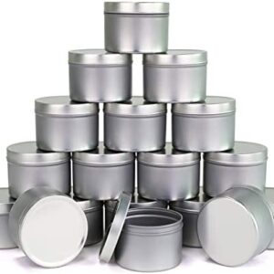 TOFU Candle Containers 18 Pack, 4.5 Oz, Candle Tins DIY Candle Making Supplies, Metal Tins with Lids and Exquisite Patterns for Candle Making, Arts, Crafts, Storage (Silver)