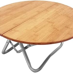 Tables Camping Foldable Bamboo Round Portable Outdoor Picnic Barbecue Folding Camping Small Round (Color : Brown, Size : 60 * 60 * 30cm)