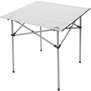 Trespass Xylo, Silver, Square Roll Top Camping Table with Carrier Bag 70cm x 70cm x 70cm, Grey