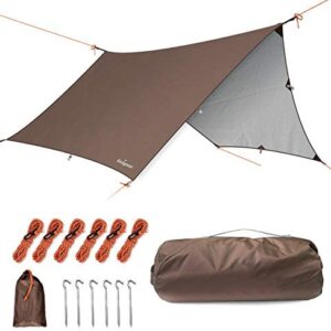 Unigear Rain Fly Tent Tarp Hammock Hexagonal,Lightweight Waterproof Camping Shelter, Portable Windproof Snowproof Tarpaulin for Snow Sunshade for Camping Outdoor Travel