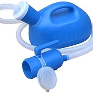 Urine Bottle for Men and Women, 2000ml Reusable Leakproof Portable Potty Urinal with Long Tube, Urine Collection for Hospital Home Camping Car Travel(Blue,Size:1.3m Hose Men Type)