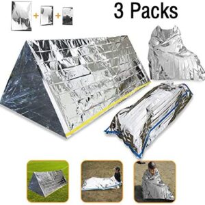 Wady 3-In-1 Emergency Survival Blanket Tent Sleeping Bag, Heat Reflective Waterproof Mylar Emergency Survival Thermal Shelter Tube Tent, Sleeping Bag, Blanket Survival Kits for Camping Hiking