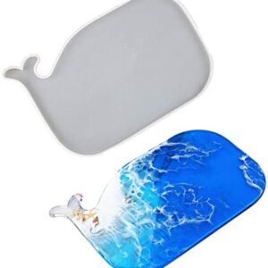 Whale Shape Tray Resin Silicone Molds Ocean Wave Painting Art Serving Board Casting Mold for DIY Craft Making Faux Agate Tray Cup Coaster Home Decoration
