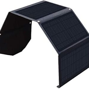 XINPUGUANG 28w Foldable Solar Charger Dual USB QC 3.0 Ports Portable 4 x 7w Solar Panel for Smartphone, Tablet, Camera, Powerbank, Camping Travel Outdoor Power charging (Black)