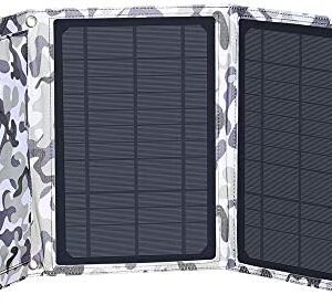 XINPUGUANG Solar Charger 14W Portable Dual USB Outdoor Foldable Solar Panel 5V 3A Output for Smartphone, Tablet, Camera, Power bank, Fan, Camping, Travel Charging (Camouflage)