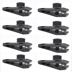 XPOOP 8 Pcs Tarp Clips Tent Clip Lock Grip Awning Clamp Set Instant Clip, Multipurpose Tarp Clips, Tent Accessories for Camping, Tarps, Caravan, Garden Shade Cloth (Black)