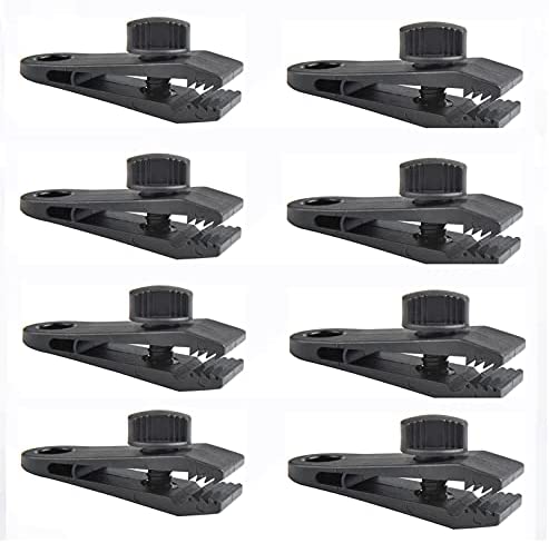 XPOOP 8 Pcs Tarp Clips Tent Clip Lock Grip Awning Clamp Set Instant Clip, Multipurpose Tarp Clips, Tent Accessories for Camping, Tarps, Caravan, Garden Shade Cloth (Black)