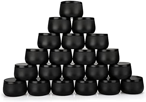 YLOPINGVEE Candle Tin Cans 24 Pcs,Candle Containers Candle Jars with Lids, 8 Oz, for Candles Making, Arts & Crafts, Storage, Black