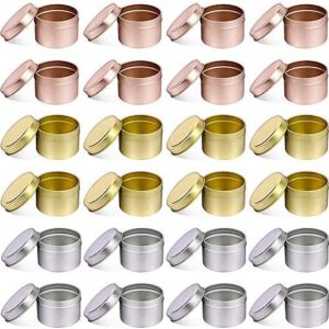 ZEELYDE 24 Pcs Candle Tins, 4 Oz Metal Candle Containers for Candle,for Making, Arts Crafts(Silver, Gold, Gold)