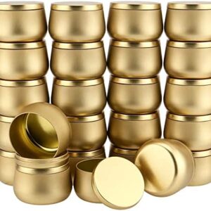 ZOENHOU 24 Pieces 8 Ounce Gold Candle Tins with Lids, Metal Candle Container Jars Kit Bulk Empty for Candle Making, Arts, Crafts