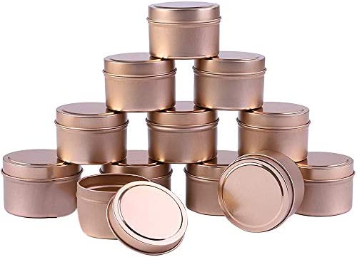 acrosser 12 Pieces Candle Tin Candle Containers 4 Ounces Candle Jars for Candle Making Arts Crafts, Storage, and More (Gold)