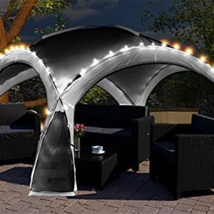 groundlevel Extra Large 3.5 M Led Garden Gazebo With Remote Control Lights, Side Panels Included,Ideal For Parties Garden,Outdoor Dining, Camping, Festivals - Navy