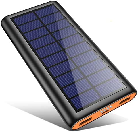 kilponen Solar Power Bank, 26800mAh Portable Charger High Capacity Fast Charge External Battery Pack Portable Phone Charger with Dual USB Output for Smart Phones Tablets and More Orange