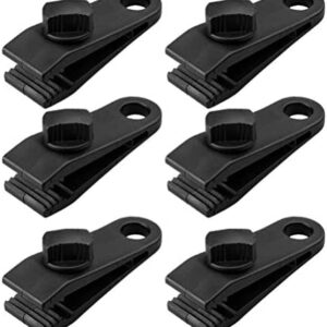 nuoshen 6 Pcs Tarp Clips, Plastic Awning Clamp Set Instant Clip Tent Accessories for Camping, Tarps, Caravan, Garden Shade Cloth, Black
