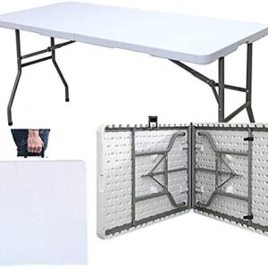 sogesfurniture Heavy Duty 5ft Folding Table Outdoor Camping Catering Picnic Table, Folding Trestle Table For BBQ Party, Folds in Half with Carry Handle, HP-152CZ-BH