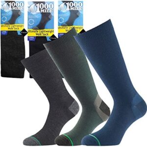 1000 Mile Lightweight Double Layer Blister Free Tactel Hiking Walking Mens Socks - Moss (Large / 9-11.5UK) - 1 Pair