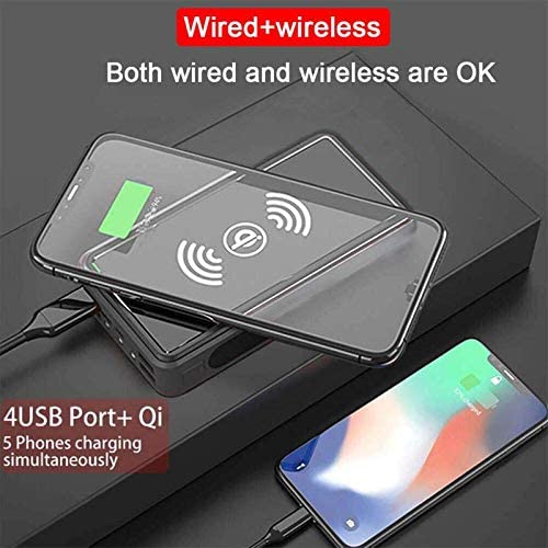CDBK Solar Charger 100000mAh, 5 Outputs Wireless Solar Power Bank, External Battery Pack with LED Flashlight, Solar Phone Charger for iPhone 12 Pro Max 11 x xs 8 Samsung S20 Huawei iPad etc,Red - Image 4