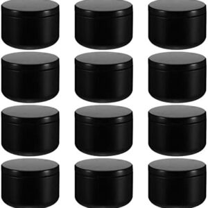 12Pcs DIY Candle Tins Round Containers with Lids for Candle Making Arts Crafts DIY Gift Tool (Color : Black)