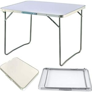 2.6ft Folding Table Portable Standing Desk Multipurpose Camping Table Height Adjustable Aluminum Alloy Office Computer Desks with Carry Handle, 80CM
