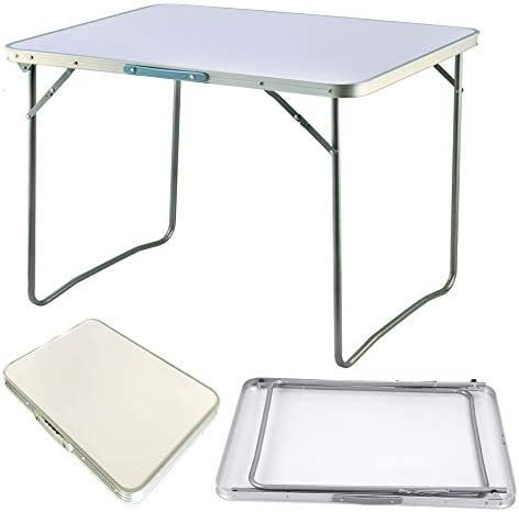 2.6ft Folding Table Portable Standing Desk Multipurpose Camping Table Height Adjustable Aluminum Alloy Office Computer Desks with Carry Handle, 80CM
