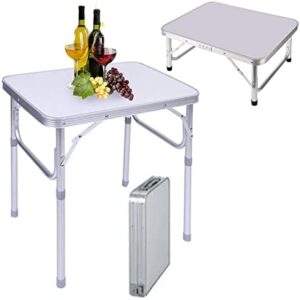 2FT Folding Camping Table Aluminum Lightweight Adjustable Garden Picnic Table Portable Small Folding Tables for Indoor and Outdoor Kitchen,Dinner,Catering,Buffet and Garden 23.6"x17.72"x10.2"/22.05"