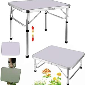 2ft Folding Camping Table, Portable Foldable Picnic Tables for Outdoor Indoor Garden, Balcony Market Kitchen Work Table, 2 Height 20cm/56cm, Table Top Size: 60x45cm