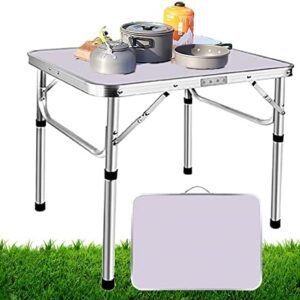 2x1.5ft Picnic Portable Folding Camping Table Aluminum Alloy Frame Foldable Outdoor Small Desk Barbecue Table Hiking Travel Table, Lightweight Fold Up Table with 2 Adjustable Heights of 10.2"/22.05"