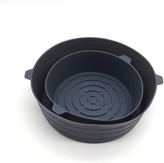 2 Pack Air Fryer Silicone Pots, 6 / 7.8 Inch Silicone Air Fryer Reusable Round Liners, Easy Cleaning, Food Safe Silicone Air Fryer Basket Oven Accessories (black) - Image 3
