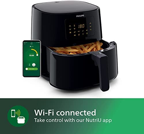 Philips Airfryer Essential XL Connected - 6.2 L, Smart wifi connected (NutriU App), Alexa compatible, 7 presets, Digital display, Low fat fryer, Black (HD9280/91) - Image 3