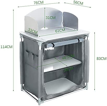 The Fellie Camping Cupboard, Folding Camping Kitchen Cooking Table, Portable Outdoor Camp Storage Unit for Picnic BBQ - Image 3