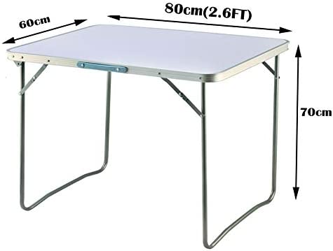2.6ft Folding Table Portable Standing Desk Multipurpose Camping Table Height Adjustable Aluminum Alloy Office Computer Desks with Carry Handle, 80CM - Image 2