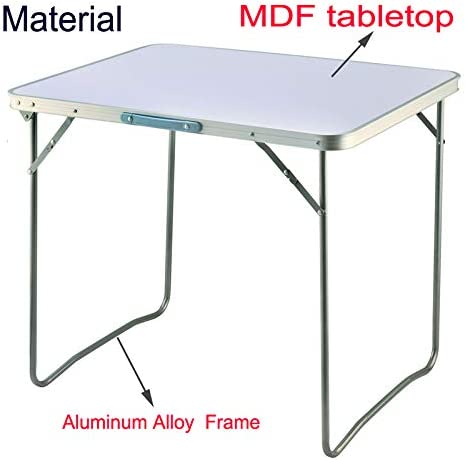 2.6ft Folding Table Portable Standing Desk Multipurpose Camping Table Height Adjustable Aluminum Alloy Office Computer Desks with Carry Handle, 80CM - Image 3