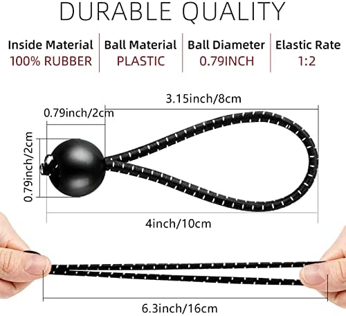 KissDate 35Pcs Ball Bungee Cords,Elastic Bungee Cord Tarp Bungee Cords with Balls 4 inch Tarpaulin Ties Down Elastic Rope Tent Banners Gazebo Canopy Bungees Cords - Image 2