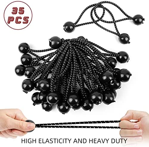 KissDate 35Pcs Ball Bungee Cords,Elastic Bungee Cord Tarp Bungee Cords with Balls 4 inch Tarpaulin Ties Down Elastic Rope Tent Banners Gazebo Canopy Bungees Cords - Image 4