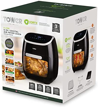 Tower Xpress Pro T17039 Vortx 5-in-1 Digital Air Fryer Oven with Rapid Air Circulation, 60-Minute Timer, 11 L, 2000 W, Black - Image 12