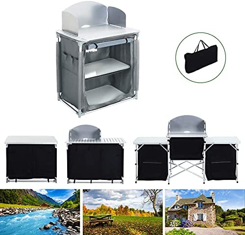 The Fellie Camping Cupboard, Folding Camping Kitchen Cooking Table, Portable Outdoor Camp Storage Unit for Picnic BBQ - Image 2