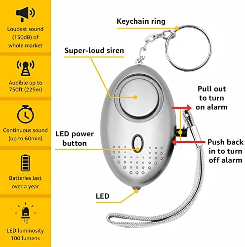 Personal Alarm | Pack of 3 | Super-Loud! @ 150dB | Police Approved | Super-Long Battery Life - Image 2